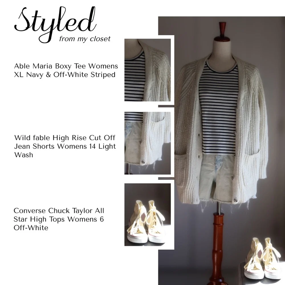 Able Cristina Boyfriend Cardigan Womens XL Cream Closet Staple Coastal - Picture 10 of 10